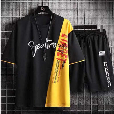 Tracksuit Summer T-Shirt Set Men's Fashion Casual Sports Short Sleeve Shorts Two Piece Set Loose Men Clothing Suits For Men