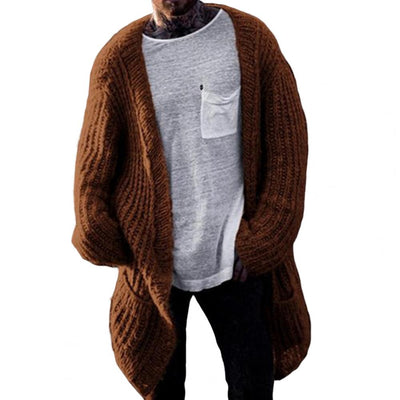 Chic Men Sweater Jacket Cozy Men Cardigan Jacket Loose Coldproof Pure Color Knitted Cardigan Streetwear