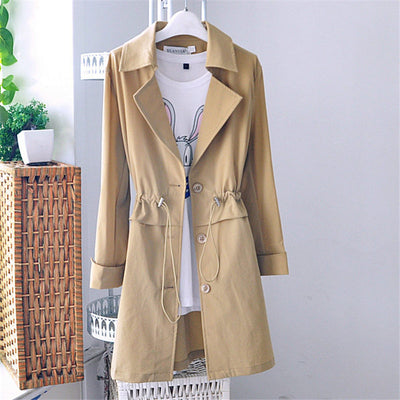 Spring and Summer New Korean Loose Large Size Long Windbreaker Women's Solid Color Slim 3/4 Sleeve Thin Cardigan Jacket Top K173