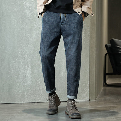 Hot Trendy brand Men&#39;s Jeans Elasticity Slim Fit Trousers Harlan Loose Korean Casual All-match Denim Little feet Pants Male