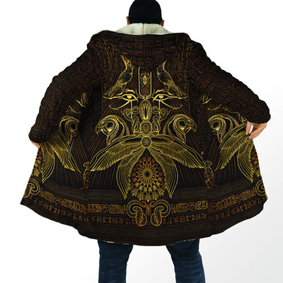New winter men&#39;s hooded cloak Egyptian ancient gods 3D printed fleece windbreaker unisex casual thick warm hooded cloak