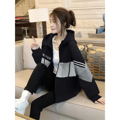 2022 Spring New Fashion Korean Style Casual Slimming Western Style All-Match High-End Hooded Sweater Jacket Women&#39;s Trend M396