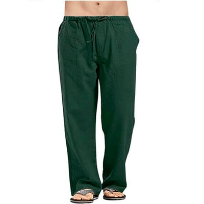 Cotton and Linen Large Size Breathable Sweat-absorbing Trousers Spring and Summer Casual Wide-leg Baggy Pants Jogging Pants Men