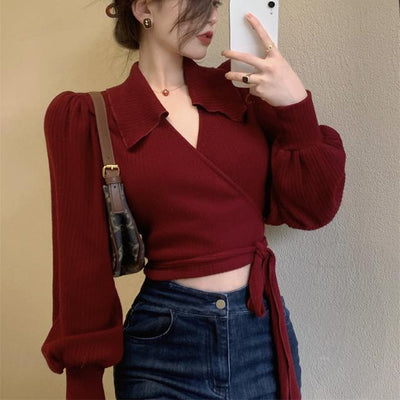 Pullovers Women Cropped Retro Style Solid Ladies Streetwear Inside Autumn Comfortable Harajuku Ins All-match Sweater Knitted New