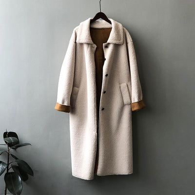 Faux Fur Coat Women 2021 Winter New Vintage Thickened Manteau Femme Jacket Elegant Veste Warm Long Fluffy Sheep Wool Trench