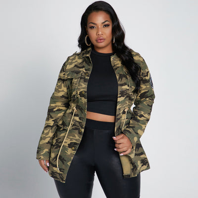 Plus Size Women's Winter Jacket Camo RivetTrench Coat 2022 Autumn Female Baseball Jackets Lady Fall Casual Wholesale Clothes