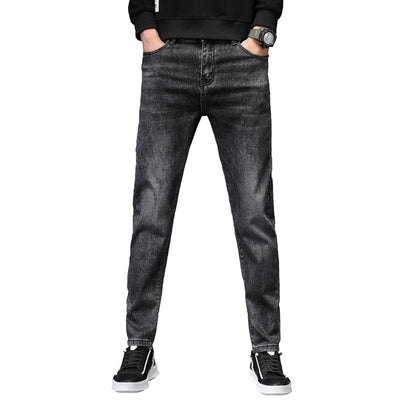 Jeans men&#39;s elastic hip hop Black gray pants men&#39;s Comfortable casual feet tight waist trend personality spring and autumn new