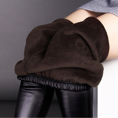 Winter leggings women warm leggings Fake leather Velvet pants Stretch Skinny sexy thickening black Leggings Pants