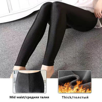 Autumn Winter Black Leggings for Women Warm Velvet Thick Trousers High Waist Thermal Tight Stretchy Pants