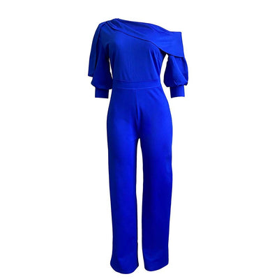 Plus Size One Shoulder Jumpsuits Ladies Bodycon Floor Length Elegant 2022 Summer Evening Night Party Rompers & Jumpsuits