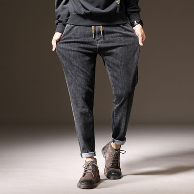Hot Trendy brand Men's Jeans Elasticity Slim Fit Trousers Harlan Loose Korean Casual All-match Denim Little feet Pants Male