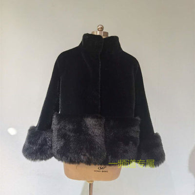 2021 New Winter Imitation  Jacket Women Loose Fur Collar Thick Warm OverCoat Female Plush Mid-length Woolen Coat Abrigos