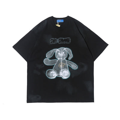 Men Summer Fashion Tops Creative X-Rayed Bear Print T-Shirts Streetwear Hip Hop Casual Loose Short Sleeve Tees Tshirts