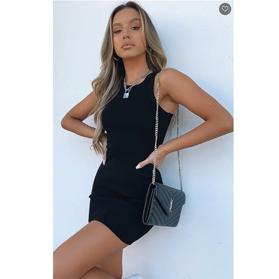 2021 Spring Women New Style Light Casual Sexy Club Party Black Sling Bodycon Hip Short Dress