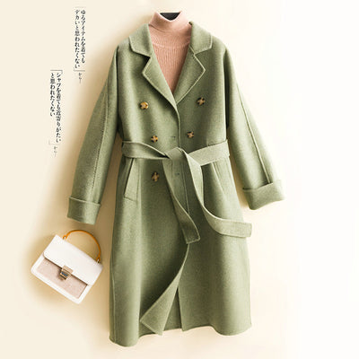 Autumn and winter new double-sided cashmere coat women&#39;s Helburne double-sided woolen coat
