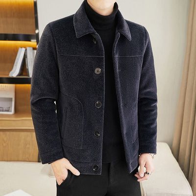 Men 2021 Spring Autumn Fashion Mink Velvet Wool Coats Male Short Slim Overcoats Men Middle-aged Thicken Warm Jackets W322