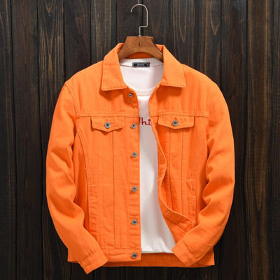 Top Quality Men Denim Jackets Purple Orange Men Women Outwear Cowboy Coats New Autumn Casual Loose Jean Jacket Chaqueta Hombre