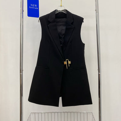 Sleeveless Vest Suit Original Designer Women&#39;s Lock Catch Coat Men&#39;s High-end Famous Cardigan Black Jacket