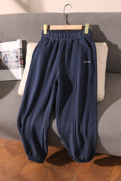 Women Trousers 2022 New Products In Autumn And Winter Casual Cotton Elastic Waist Cropped Trousers Solid Color Plush Elastic Hem