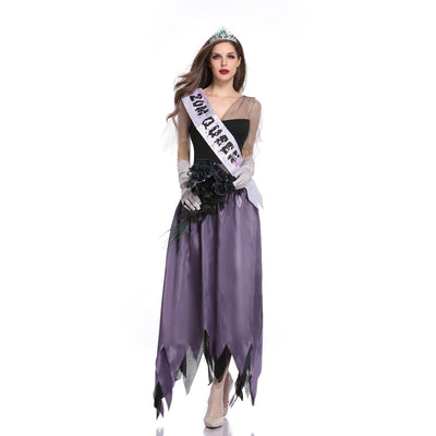Ghost Princess Purple Costumes Adult Cosplay Lady Zombia Dress Halloween Vampire Miss World Evil Bride Costumes for Women