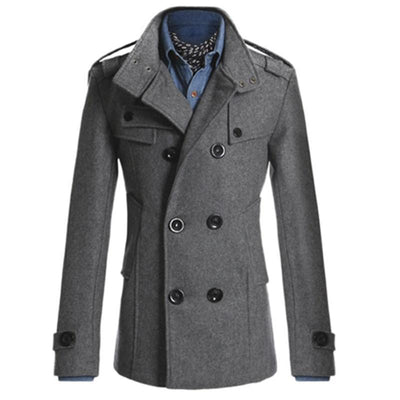 Business Mens Coats Winter Warm Solid Color Double Breasted Trench Jackets Long Slim Jacket Winter Coats Men Overcoat