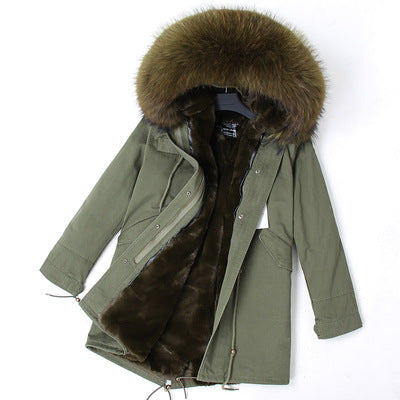 Winter Jacket Women 2021 Real Fur Coat Long Parka Natural Raccoon Fur Collar Outerwear Black Streetwear 3 In 1 New Fashion Brand
