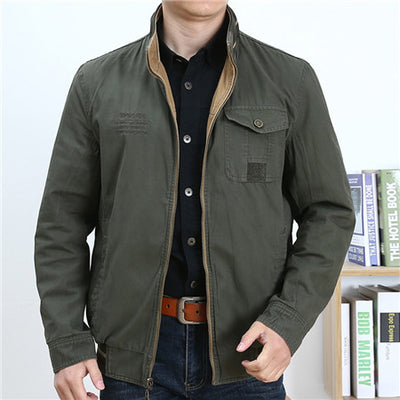 Spring and Autumn Mens Safari Jacket Cotton Loose Casual Tooling Coat Dad Overcoats Middle-aged Mens Jackets and Coat Brand A662