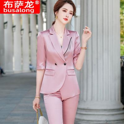 2021Summer Mid-Sleeve Fashion Elegant Women&#39;s ClothingOLBusiness Suit Suit Jacket Business Formal Wear Work Clothes Workwear