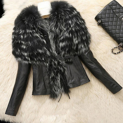 2022 Plus Size Women's New Imitation Raccoon Fur PU Leather Vintage Classic Female Lady Winter Popular Clothes Warm Coat Jacket