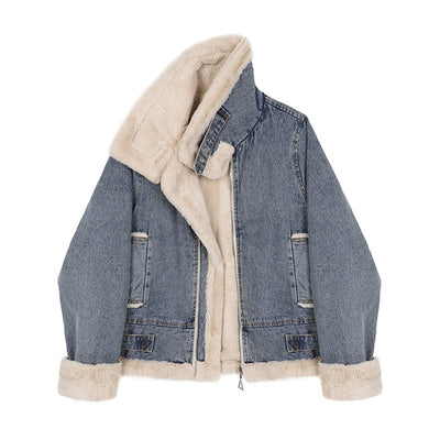 NEWDISCVRY Women Denim Coat 2021 Autumn And Winter Casual Loose Thicken Loose Denim Jackets Warm Long Padded Cotton Parkas Jacke