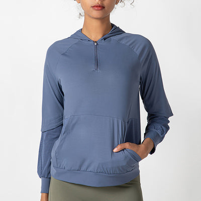 2021 Hooded Loose Yoga T Shirt Fitness Tops Sports Wear For Women Gym Sport Shirt Long-sleeve Mesh Running Shirt Yoga Blouse