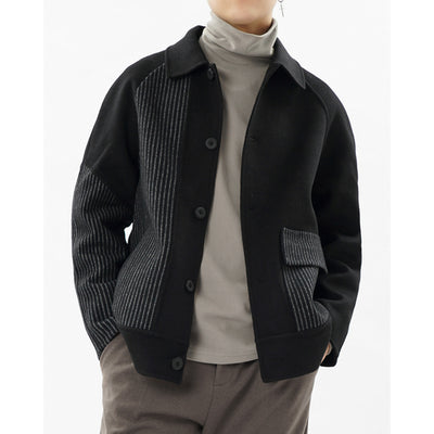 New 2021 Autumn Winter Wool Blends Coats Striped Men Casual Jackets Mens Overcoat Fashion Warm Woolen Windbreaker Clothing B470
