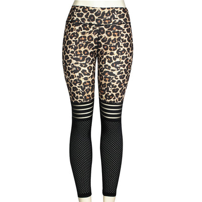 Summer Women's Sexy Leopard Print Leggings High Waist Tight Yoga Pants Black Patchwork Yoga Cropped Pants