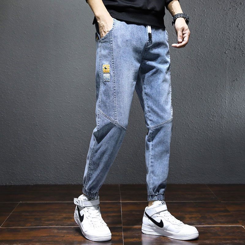 Spring Autumn Drawstring Oversize Classic Washed Baggy Cowboy Street Wear Punk Casual Work Cargo Work Harem Trousers Jeans Man