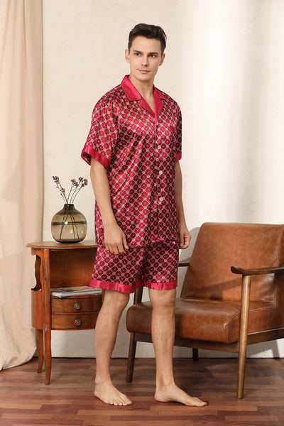 New Men Summer Pajama Sets Man Large Bust Silk Pajamas Shorts Pants Satin Sleep Wear Pijamas Pyjama Mujer Pajama Shorts