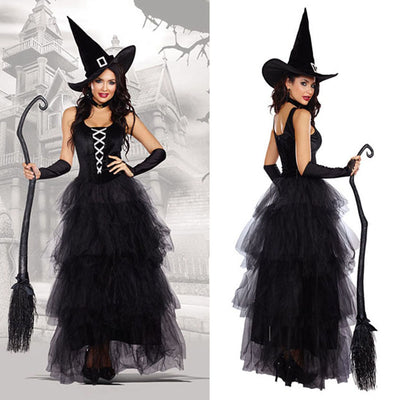 Black Female Scary Halloween Carnival Cosplay Costumes Medieval Queen Witch Role-play Princess Dress Party Clothing