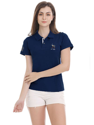 Women's Summer High Quality  Cotton Short Sleeve Polo Shirts Casual Ladies Lapel T-Shirts Slim Fit Female Horse Logo Tops 01