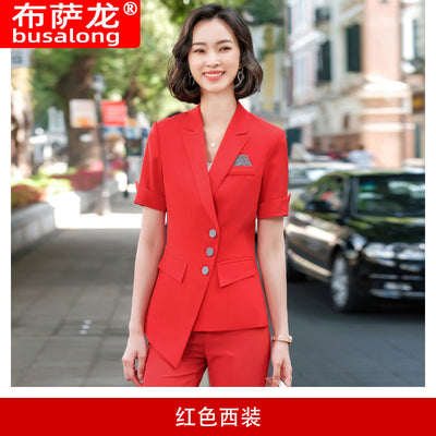 Spring and Summer Short Sleeves Women&#39;s Work Clothes Business Formal Wear Suit Fashion Temperament Slim-Fitting Iron-FreeOLProfe
