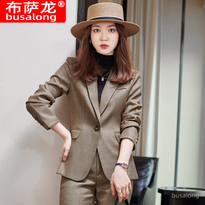 Spring Long Sleeve Business Suit Women&#39;s Fashion Women&#39;s Pants SuitOLFormal Wear Temperament Slim-Fitting Work Clothes Business