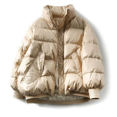 Outerwear Winter Large size Women's Down Jacket 2021 New Solid color Loose Short White duck down Women's Down Jacket