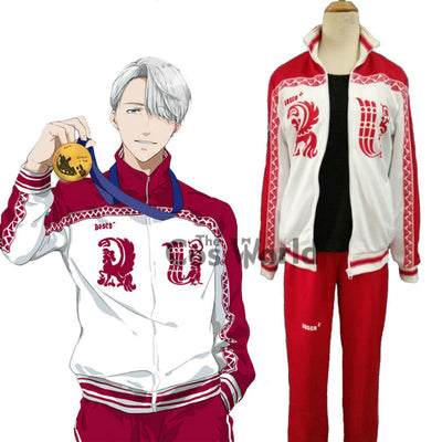 YURI!!! on ICE Victor Nikiforov Sportswear Jersey Outfits Anime Customize Cosplay Costumes