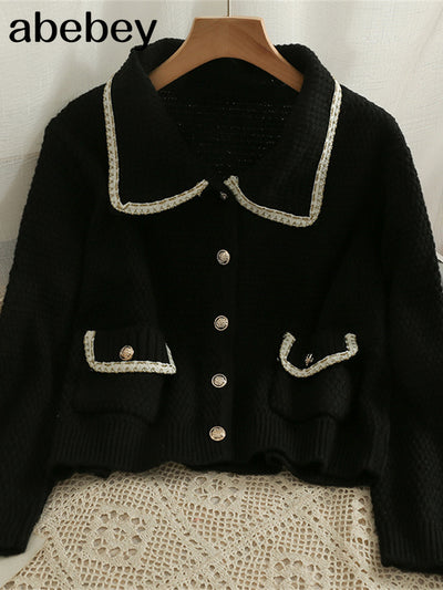 Autumn Cardigan Jacket Knitted Women Knitting Single-Breasted Loose Basic Slim Long-Sleeved Sweater