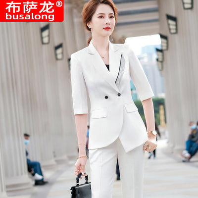 2021Summer Mid-Sleeve Fashion Elegant Women's ClothingOLBusiness Suit Suit Jacket Business Formal Wear Work Clothes Workwear
