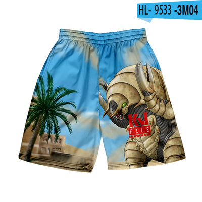 Anime KJ File 3D print Summer Men's Recreational shorts Harajuku Leisure style Beach Shorts