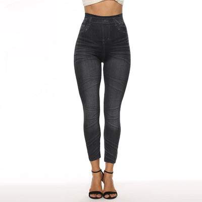 Ladies'printed Jeans Bottoms Hip Lift Overshoot And Slim Nine-minute Pants