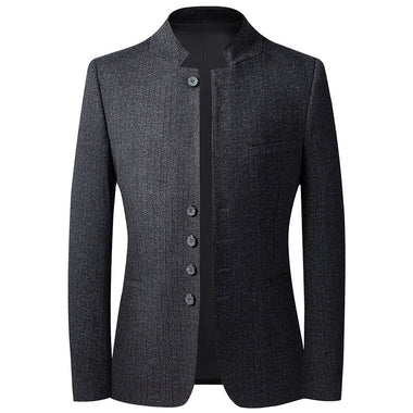 HOO 2022 Men's Autumn New Stand Collar Casual blazer Youth Woolen Slim Stretch blazer