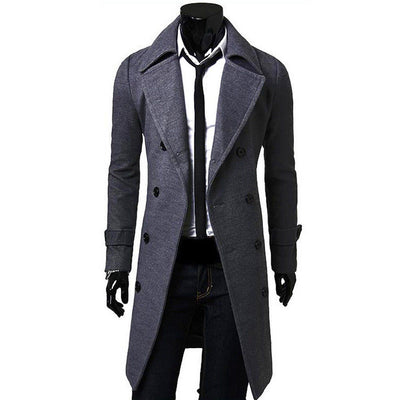 Men Jacket Warm Winter Trench Coat Long Outwear Button Overcoat Male Casual Windbreaker Overcoat Jackets coats Wool Blends