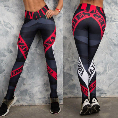 Women 3D Letter Print Sexy Fitness Leggings Slim Skinny Workout Leggins High Waist Active Elastic Sporting Leegings Trousers