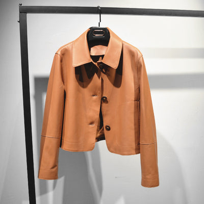 2022 Genuine Leather Women Fashion Casual Loose Sheepskin Jacket G10