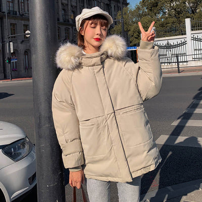 Winter jacket parkas 2021 winter new women's fashion large fur collar hooded thick cotton down jacket Russian winter coat